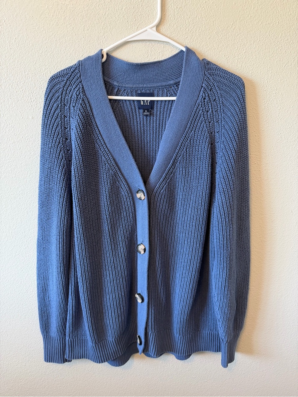Gap Periwinkle Blue Soft Knit Button Front Oversized Cardigan Acadamia Fisherman